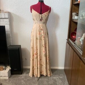 Aakaa Cream Spaghetti Strap Maxi Dress for Weddings